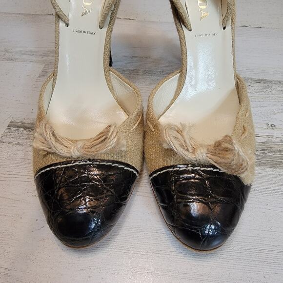 PRADA CROCODILE CAP SLING BACK COLORBLACK PUMPS, SIZE 36.5 - Picture 3 of 8